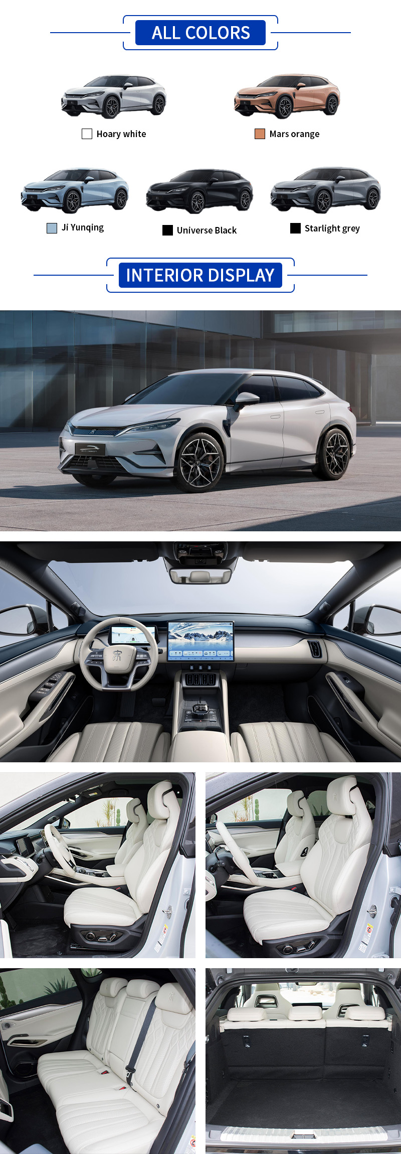 BYD Song L EV All Colors,BYD Song L EV All Interior Display